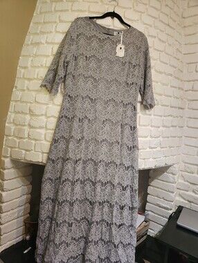 Dainty Jewells NWT Steel Grace Lace Overlay Maxi Dress Sz XL Long 3/4 Sleeves
